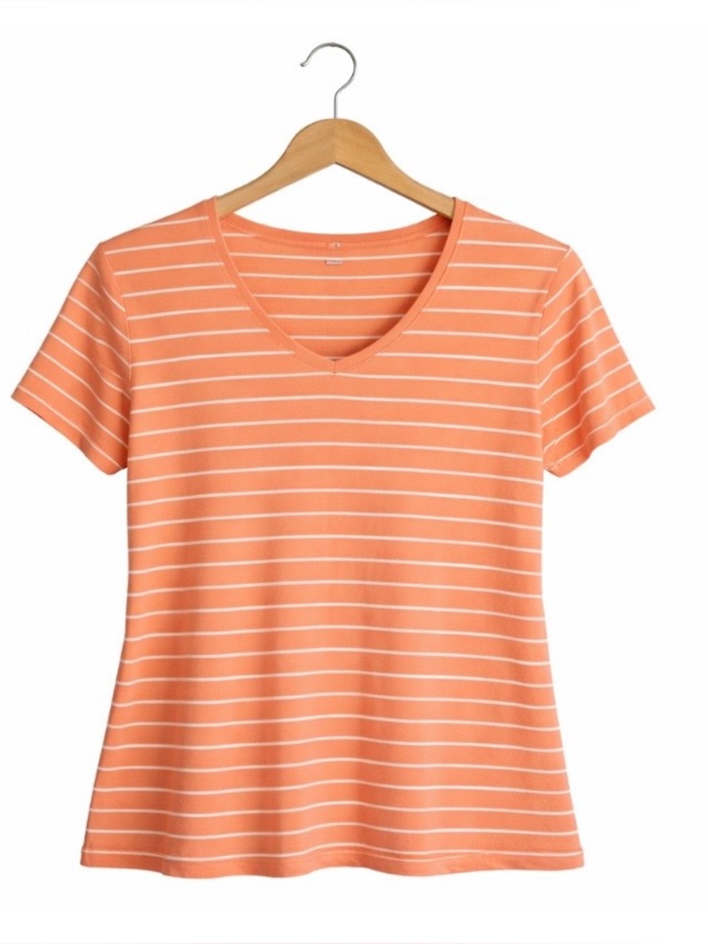 Chico’s Orange/White Stripe Cotton Tee